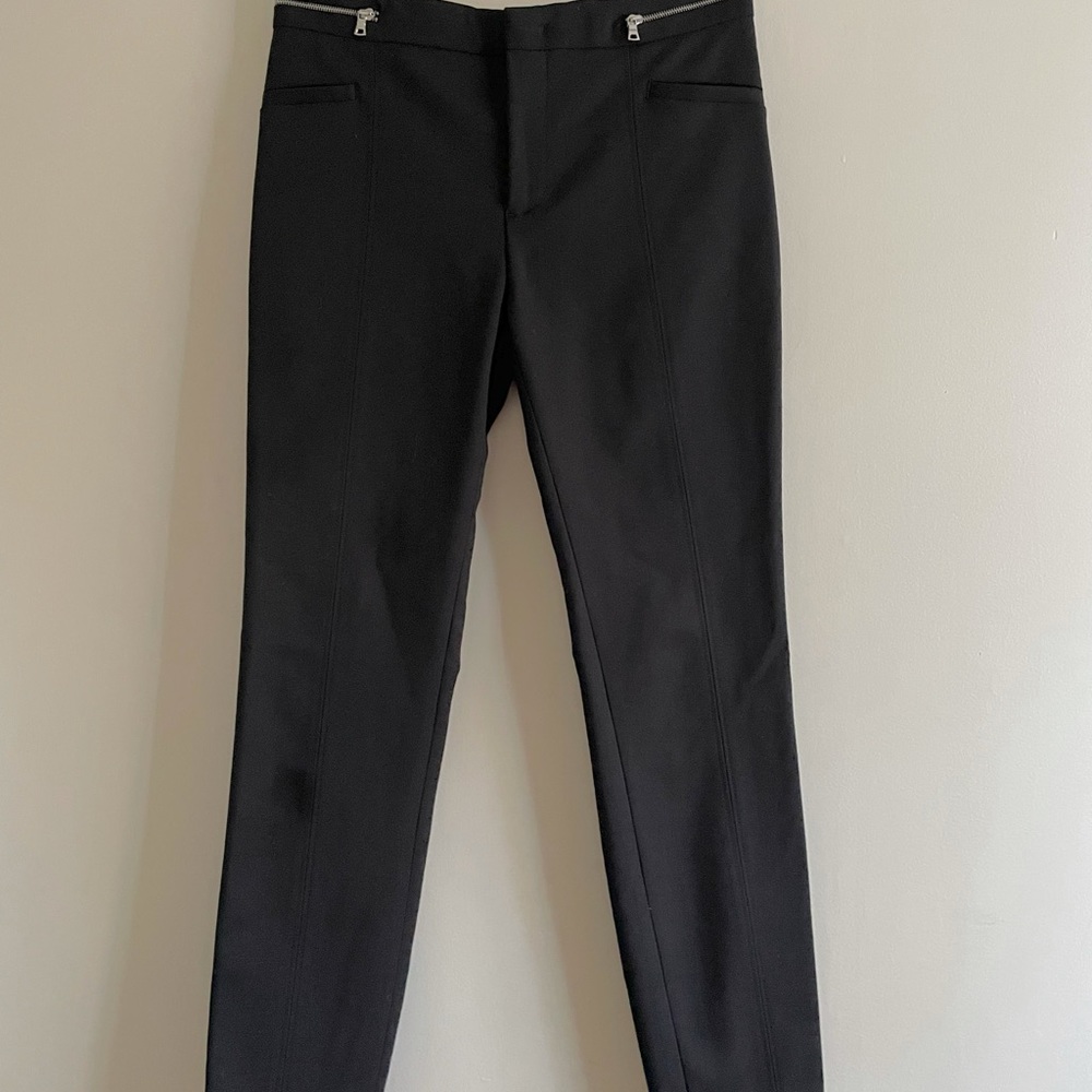 Zara women black straight cotton dress pants with zippered pockets size us small
